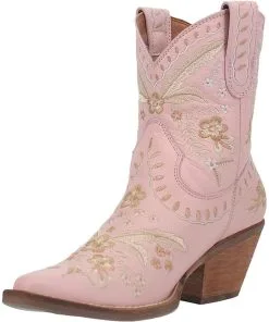 Dingo Women's Primrose Embroidered Floral Snip Toe Cowboy Booties Fashion Boot