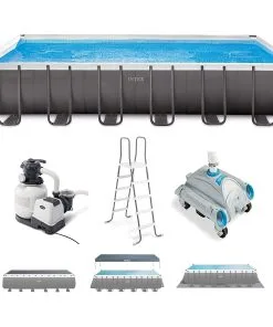 Above Ground Pool Store 25 Intex 26363EH Ultra XTR 24ft X 12ft X 52in Frame Above Ground Rectangular Swimming Pool With Pump And Automatic Vacuum Cleaner With A 1.5-Inch Fitting