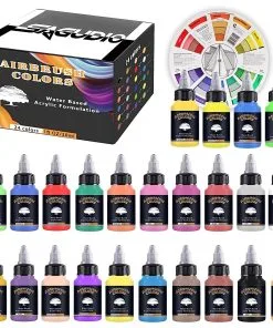 Above Ground Pool Store 45 SAGUDIO Airbrush Paint 24 Colors (30 Ml/1 Oz) Opaque & Fluorescent Acrylic Airbrush Paint Set With Color Wheel, Ready To Air Brush Paint.