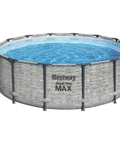 Above Ground Pool Store 32 Bestway 5619GE Pro MAX Above Ground, 14ft X 48in | Steel Frame Round Pool Set | No Tools Required, Grey Stone