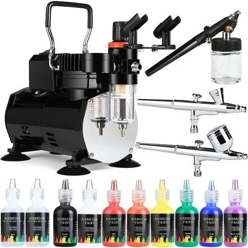 HITIK Airbrush Kit With Compressor, 1/5hp Air Compressor, Dual Action Airbrush, 8 Paints, 3 Airbrush Guns, For Painting For Decorating,Model,Shoes,Nails 4 HITIK Airbrush Kit With Compressor, 1/5hp Air Compressor, Dual Action Airbrush, 8 Paints, 3 Airbrush Guns, For Painting For Decorating,Model,Shoes,Nails -Above Ground Pool Store 81y2nv7YVsL. AC US1400